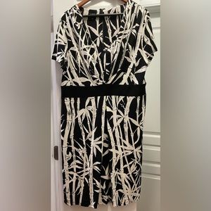 Talbots B&W Dress Bamboo Print 1X